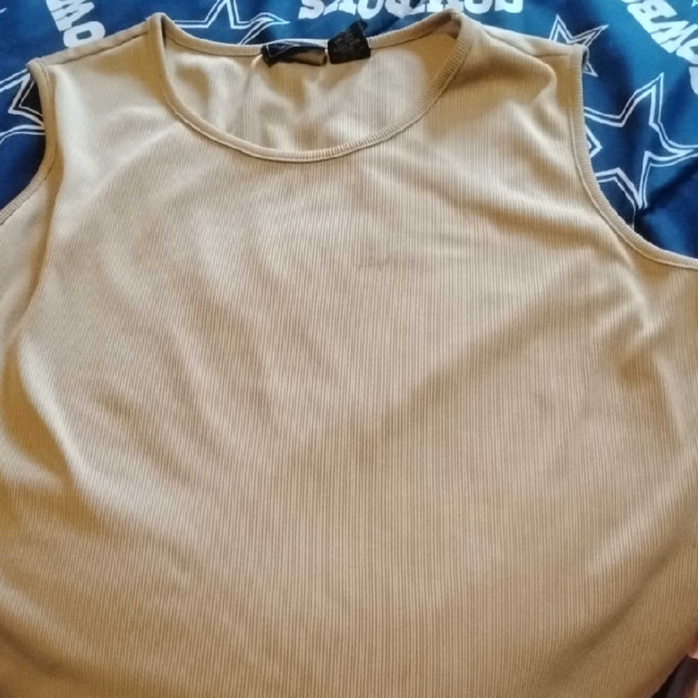 Laura Scott Ribbed Sleeveless Tank Top in Beige